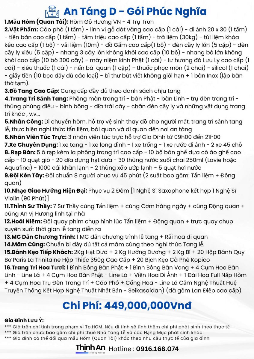 chi phí giá tang lễ mai táng an táng trọn gói d
