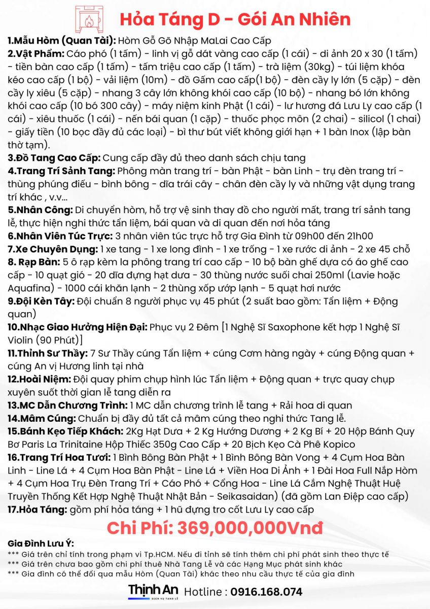 chi phí giá tang lễ mai táng hỏa táng trọn gói d