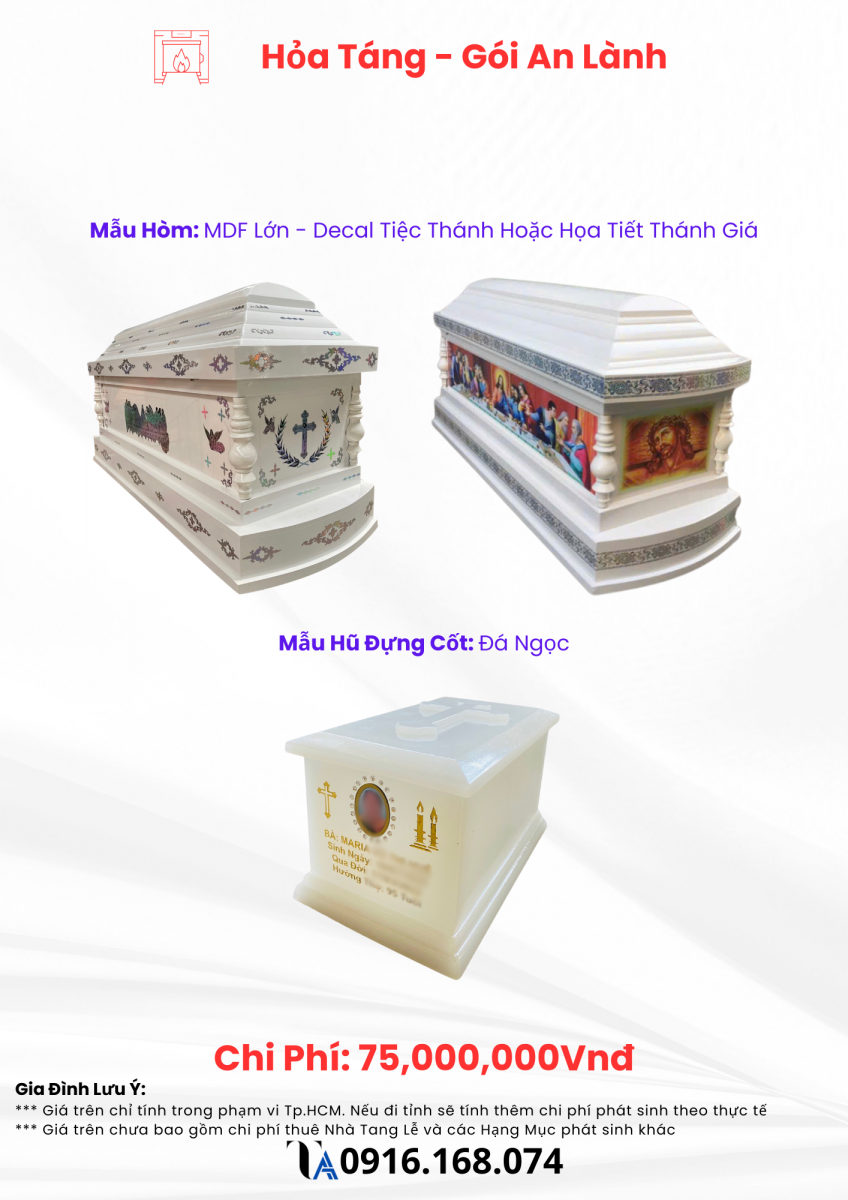 giá tổ chức tang lễ công giáo hỏa táng gói an lành 2