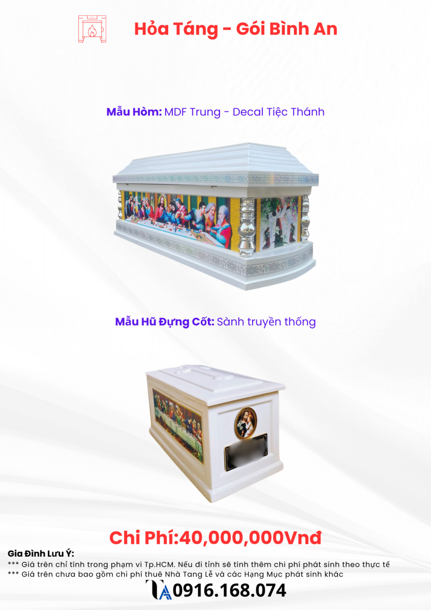 giá tổ chức tang lễ công giáo hỏa táng gói bình an 2